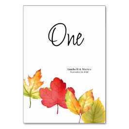 Herbstlaubs Scripture Wedding Table card Tischnummer