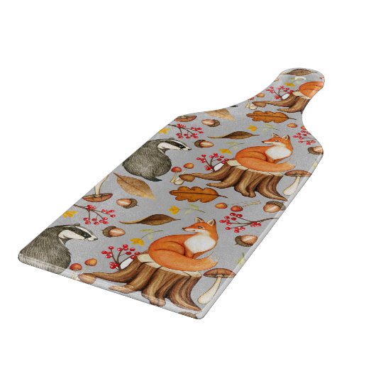 Herbstlaubs- und Fox-Muster Schneidebrett (Ecke)