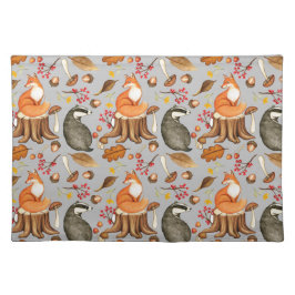 Herbstlaubs- und Fox-Muster Stofftischset