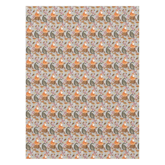 Herbstlaubs- und Fox-Muster Tischdecke (Vorderseite)