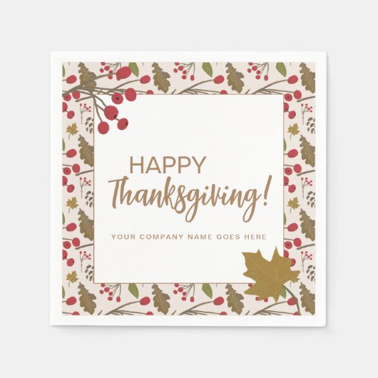 Herbstlaubs Unternehmen Happy Thanksgiving Serviette (Vorderseite)