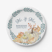 Herbstlaubs Wasserfarbe Pumpkin Rustikale Brauerei Pappteller (Vorderseite)