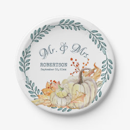 Herbstlaubs Wasserfarbe Pumpkin Rustikale Brauerei Pappteller