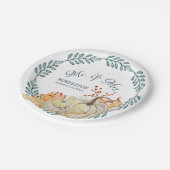 Herbstlaubs Wasserfarbe Pumpkin Rustikale Brauerei Pappteller (Schrägansicht)