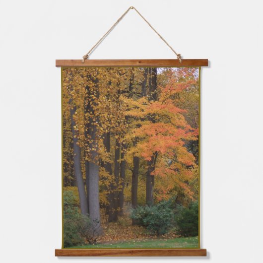 Herbstlaubs Winter Spring Blumen Gedicht Wandteppich Mit Holzrahmen (Vorderseite)