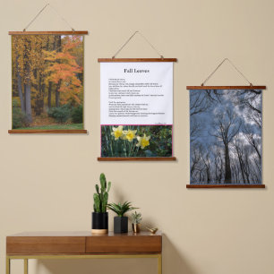 Herbstlaubs Winter Spring Blumen Gedicht Wandteppich Mit Holzrahmen