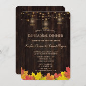 Herbstlaubs Wood Old Lanterns PROBE DINNER Einladung (Vorne/Hinten)