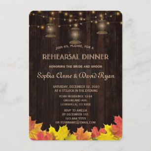Herbstlaubs Wood Old Lanterns PROBE DINNER Einladung
