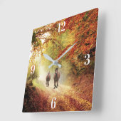 Herbstlauf Quadratische Wanduhr (Winkel)