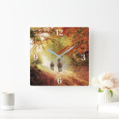 Herbstlauf Quadratische Wanduhr (Zuhause)