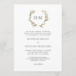 Herbstlaurel Wreath Monogram Weditation Einladung