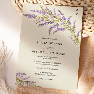 Herbstlavender Blütenfarbenhochzeit Einladung
