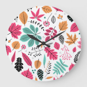 Herbstleaf Abstraktes nahtloses Muster Große Wanduhr