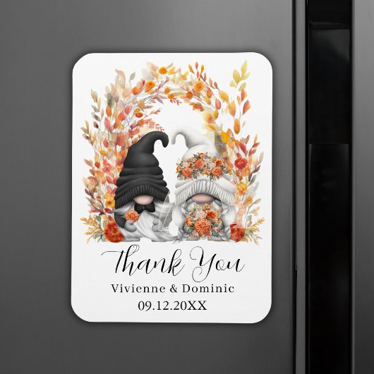 Herbstleaf Arch Gnome Wedding Danke Karte Magnet