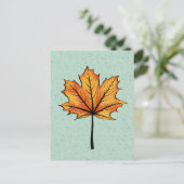 Herbstleaf auf blauer Decorative Botanische Kunst Postkarte (Stehend Vorderseite)
