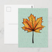 Herbstleaf auf blauer Decorative Botanische Kunst Postkarte (Vorne/Hinten)