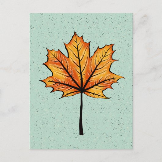 Herbstleaf auf blauer Decorative Botanische Kunst Postkarte (Vorderseite)