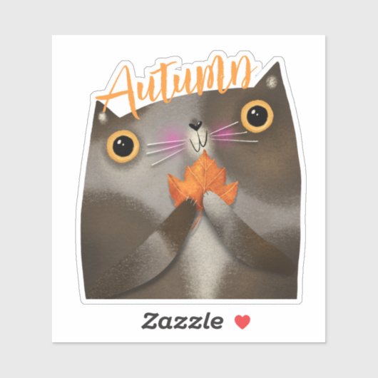 Herbstleaf Cat Halloween Erntedank Herbstdekor Aufkleber (Blatt)