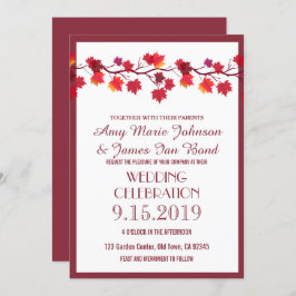 Herbstleaf-Einladungen für Hochzeiten in Burgund Einladung