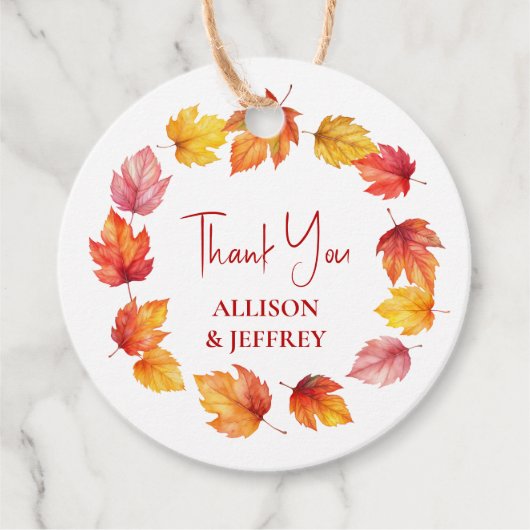 Herbstleaf Fall Moderne Hochzeitbrust Geschenkanhänger (Vorderseite)