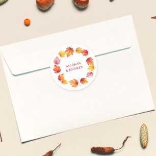 Herbstleaf Fall Moderne Hochzeitbrust Runder Aufkleber