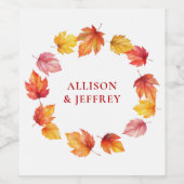 Herbstleaf Fall Moderne Hochzeitbrust Weinetikett (Einzelnes Label)