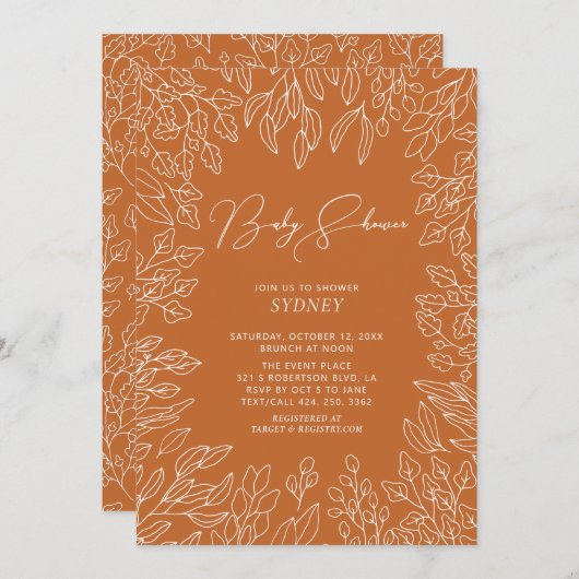 Herbstleaf | Fall Neutral Baby Shower Einladung (Vorne/Hinten)