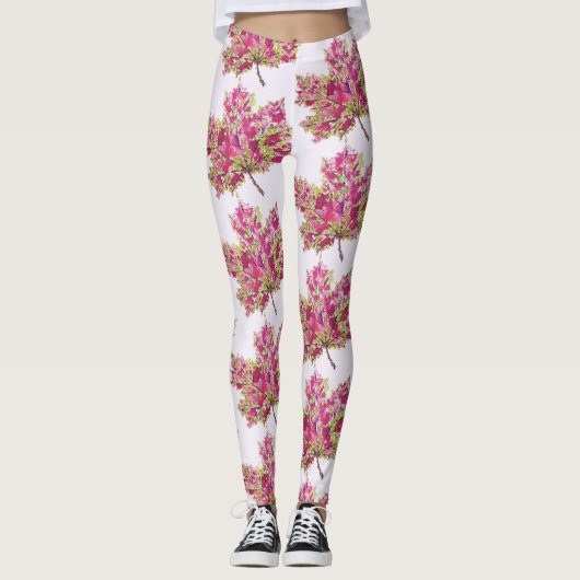 Herbstleaf farbenfrohe Wasserfarbe Boho Leggings (Vorderseite)