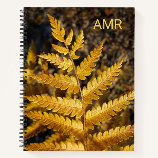 Herbstleaf Golden Fern Foto mit Monogramm Notizblock (Vorderseite)