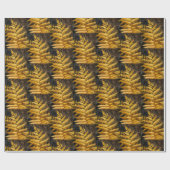 Herbstleaf Golden Yellow Fern Foto Geschenkpapier (Flach)