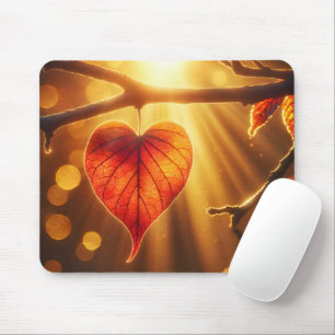 Herbstleaf Herz mit Sonnenschein Mousepad