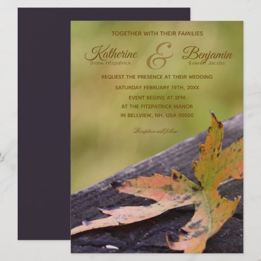 Herbstleaf-Hochzeit Einladung (Vorne/Hinten)