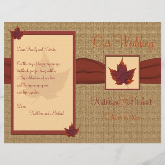 Herbstleaf-Hochzeitsprogramm (Vorderseite)