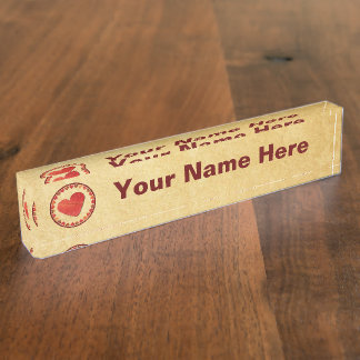 Herbstleaf hört auf altes Papier Namensplakette