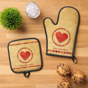 Herbstleaf hört auf altes Papier Ofenhandschuh & Topflappen-Set