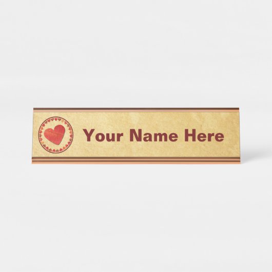 Herbstleaf hört auf altes Papier Schreibtischnamensplakette (Vorderseite )