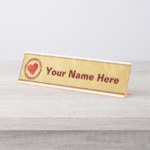 Herbstleaf hört auf altes Papier Schreibtischnamensplakette (Vorderseite )