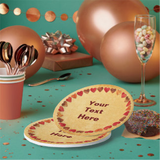 Herbstleaf hört auf Tellern aus Altpapier Pappteller