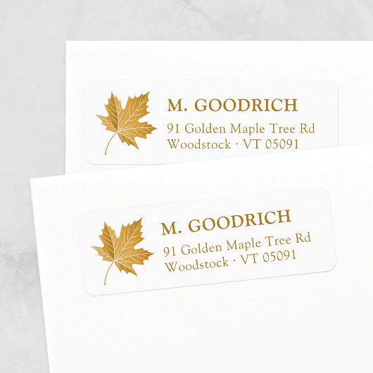 Herbstleaf im Ocker Herbst. Rücksendeadresse