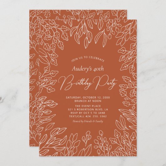 Herbstleaf | Modern Fall Birthday Party Einladung (Vorne/Hinten)