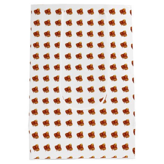 Herbstleaf-Muster - elegant weißes botanisches Mus Mittlere Geschenktüte (Rückseite)