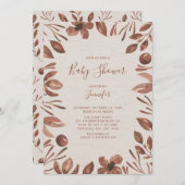 Herbstleaf | Neutrale Wasserfarbendusche Einladung (Vorne/Hinten)