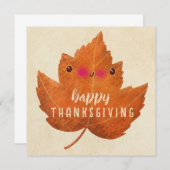 Herbstleaf Niedliche Halloween Erntedank Herbstdek Einladung (Vorne/Hinten)