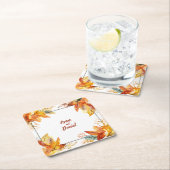 Herbstleaf-Platz: Personalisierte Hochzeitsfeiern, Rechteckiger Pappuntersetzer (Vor Ort)