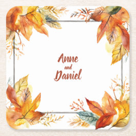 Herbstleaf-Platz: Personalisierte Hochzeitsfeiern, Rechteckiger Pappuntersetzer
