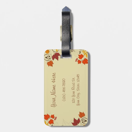 Herbstleaf Reben mit anpassbarem Text Gepäckanhänger (Rückseite vertikal)