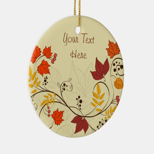 Herbstleaf Reben mit anpassbarem Text Keramikornament (Rechts)