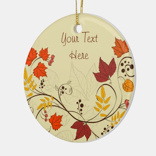 Herbstleaf Reben mit anpassbarem Text Keramikornament (Links)