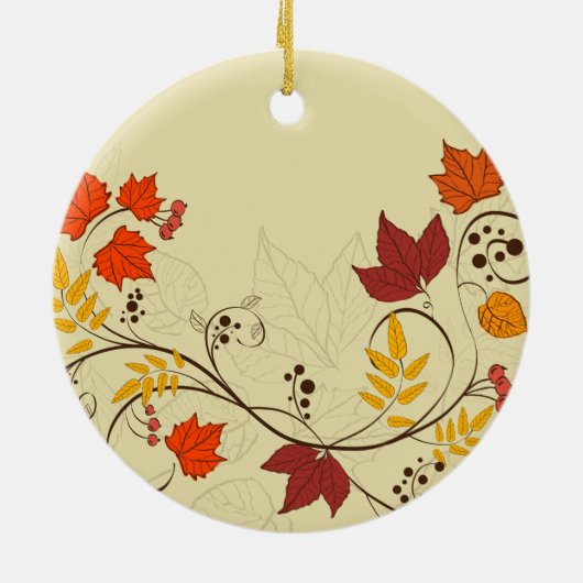 Herbstleaf Reben mit anpassbarem Text Keramikornament (Hinten)