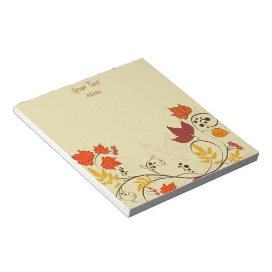 Herbstleaf Reben mit anpassbarem Text Notizblock (angewinkelt)